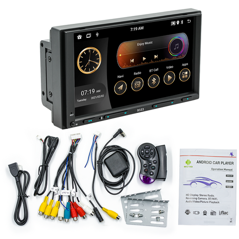 New car stereo with wireless carplay and Android auto universal 7-inch touchscreen GPS navigation system supporting Bluetooth 5.1 WiFi FM radio