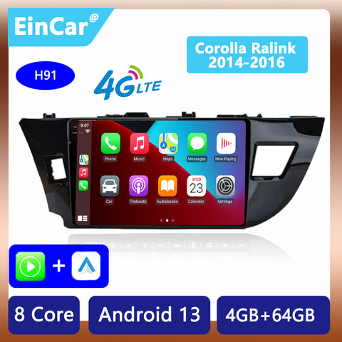 Double Din Android13 Car Radio Stereo for Toyota Corolla Ralink 2014-2016 Multimedia Headunit GPS Navigation CarPlay