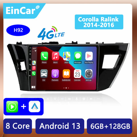 Double Din Android13 Car Radio Stereo for Toyota Corolla Ralink 2014-2016 Multimedia Headunit GPS Navigation CarPlay