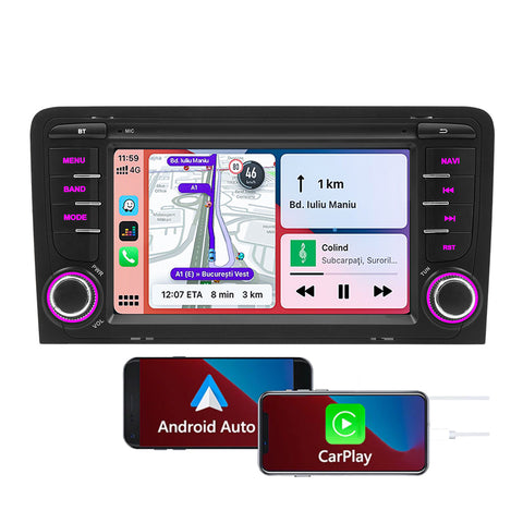 Android Car Radio Quad Core 7 Inch Car DVD Player Navigation Radio GPS Car Stereo Suitable for Audi A3 (2003-2012)