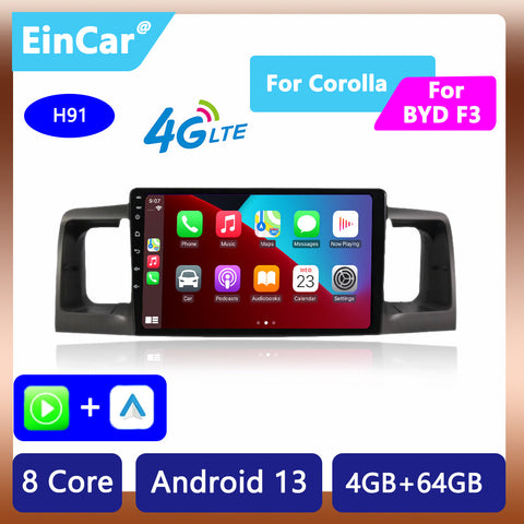 Car Radio Multimedia Video Player For Toyota Corolla E120 e 120 BYD F3 2007-2011 DSP IPS 6GRAM Android 11.0 4G NET Wireless Carplay and Wireless Android Auto