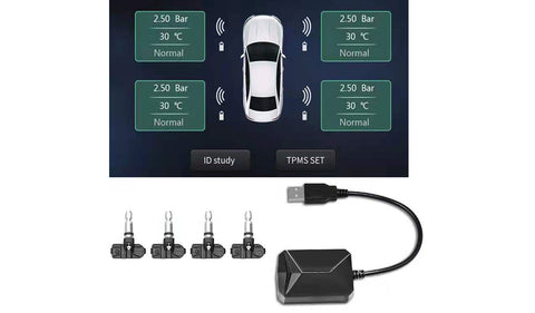 TPMS mx sensor for android and iphone android screens. Mounted on the outside and inside of the tire