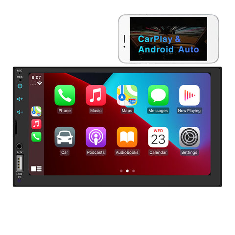 Head unit with backup camera carplay double din car stereo with carplay support fm radio bluetooth AUX reversing camera input mirror link