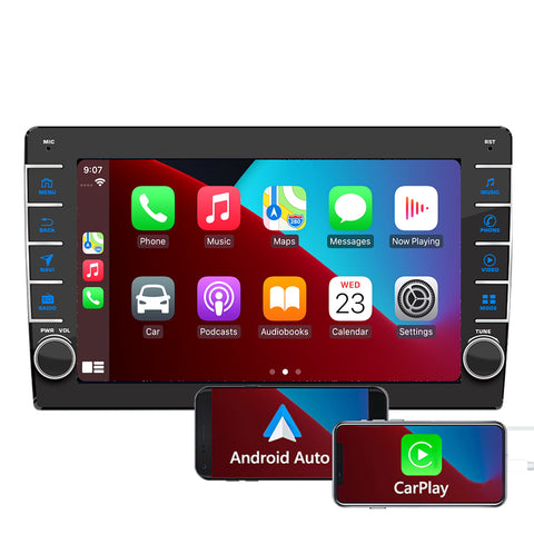 Car stereo wholesale online GPS navigation system with wireless apple carplay and android auto 9 inch touch screen with buttons and knobs support bluetooth wifi usb aux camera input