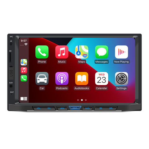 Car stereo manufacturer double din car stereo bluetooth 5.0 with carplay and android auto bluetooth 7 inch capacitive touch screen support fm radio AUX reversing camera input mirror link