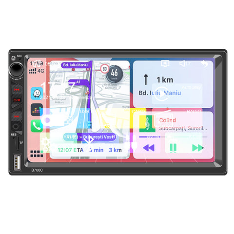 Car stereo manufacturer double din car stereo bluetooth 5.0 with carplay and android auto bluetooth 7 inch autoradio support fm radio AUX reversing camera input mirror link