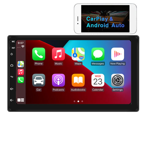 Car stereo with bluetooth double din car radio with wireless carplay universal 7 inch touch screen android 10.1 wifi GPS navigation system support FM AM usb aux