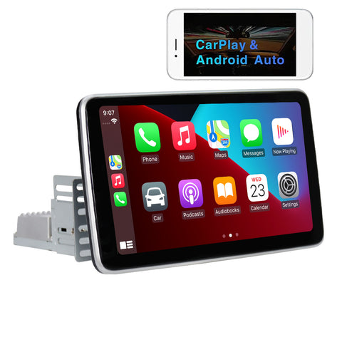 car radio wholesaler double din single din car stereo android 10 inch ips screen 360° manually adjustable screen supports wireless carplay and android auto bluetooth 5.0 aux usb