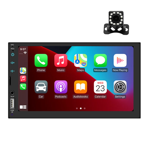 car audio double din car stereo with backup camera carplay and android auto 7 inch touch screen FM radio bluetooth usb sd card mirror link