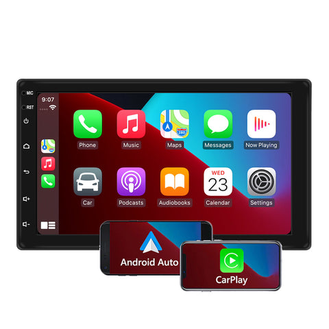 Double 2 Din Car Stereo With Backup Camera Wireless Apple carplay Universal 7 Inch HD 2.5D Screen WIFI Bluetooth 5.0 GPS Navigation